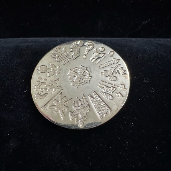 Silver Round Irish Brooch/Pendant with Engraved Symbols Detailing Irish History